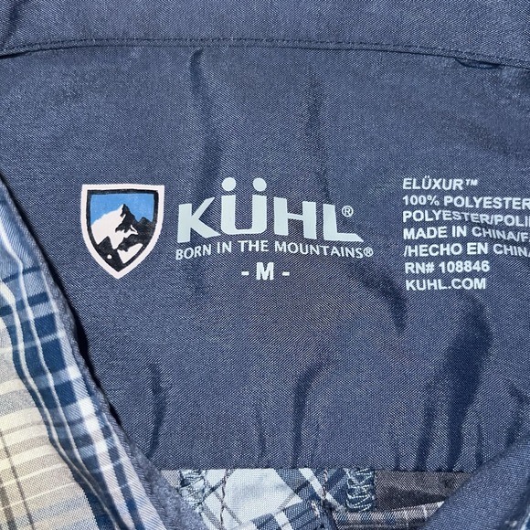 Kuhl Pearl Snap Shirt Mens Medium Blue Eluxur Plaid Short Sleeve Outdoor Casual - Picture 3 of 10